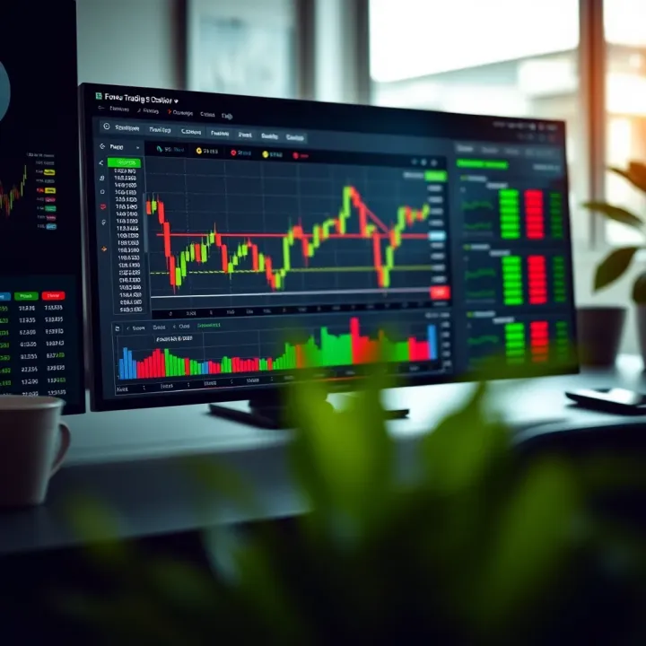 Comprehensive Forex Trading Platform Dashboard Dashboard of a forex trading platform displaying charts, trade options, and account balance