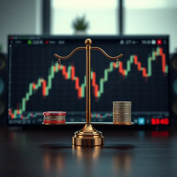 Risk and reward balance illustrated with forex trading elements in Kenyan market context