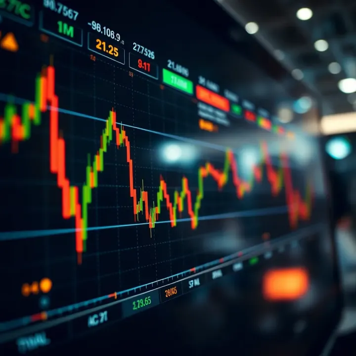 Graph showing currency exchange rates fluctuating on digital trading platform