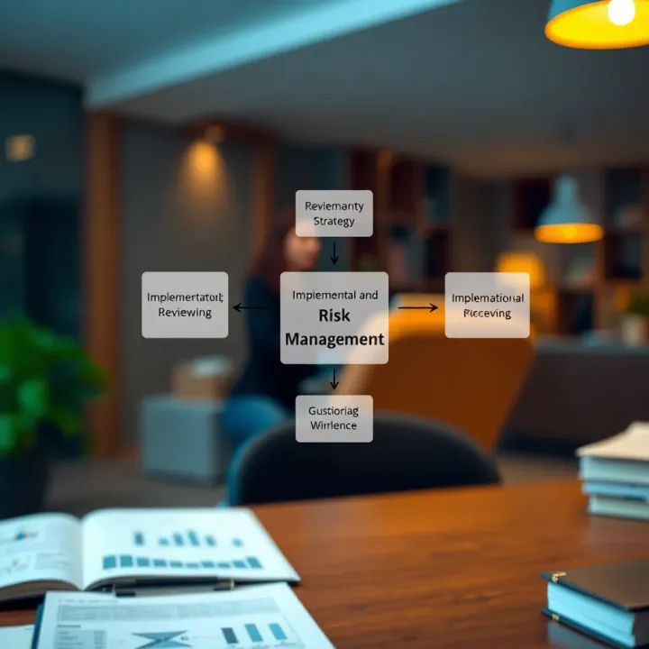 Flowchart demonstrating the implementation and review cycle of a risk management strategy within a business setting
