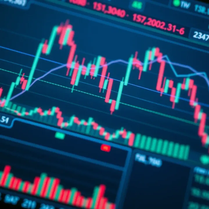 Chart showing forex currency pairs with price fluctuations and trading indicators