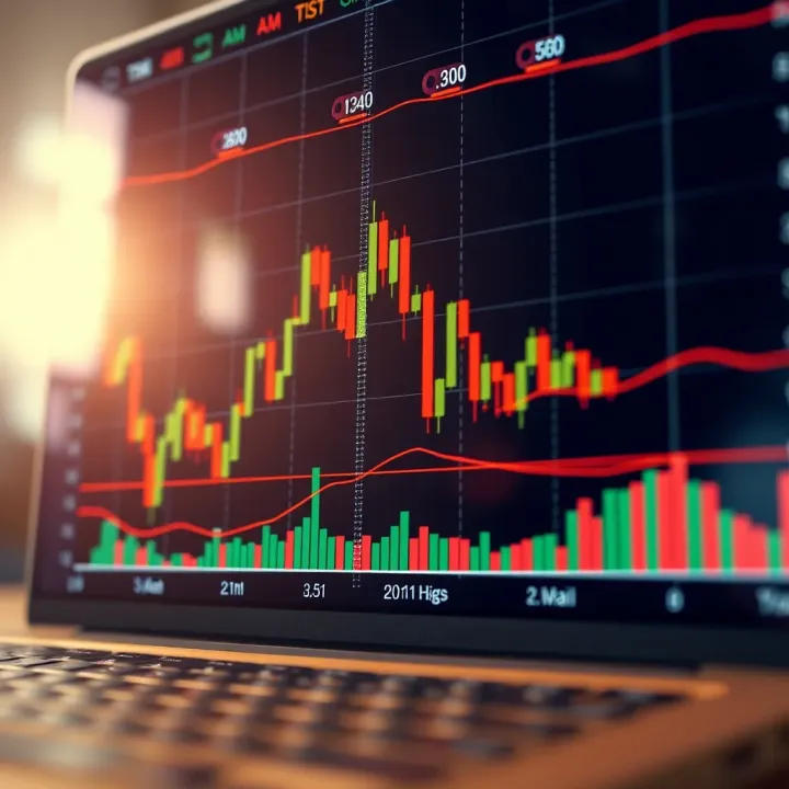 Forex trading candlestick chart displaying currency price movements and trends
