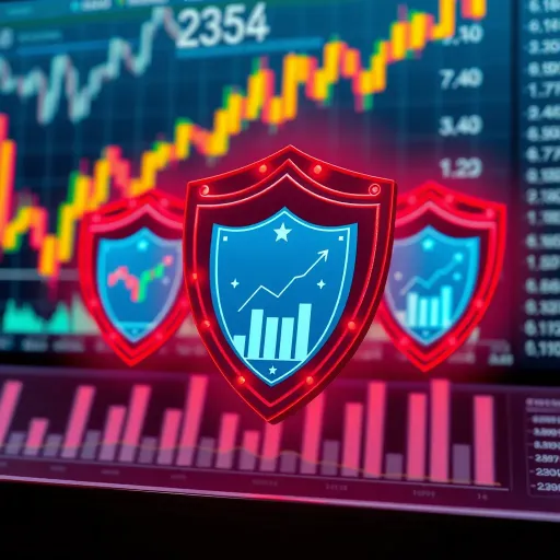 Illustration of risk management strategies with charts, graphs, and protective shields