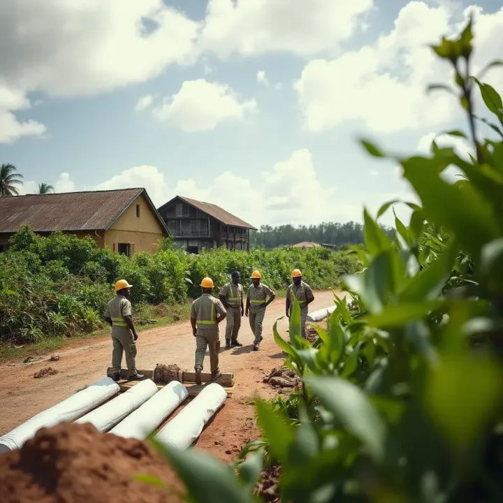 Relief teams coordinating emergency response efforts near a flood-affected area in Kenya