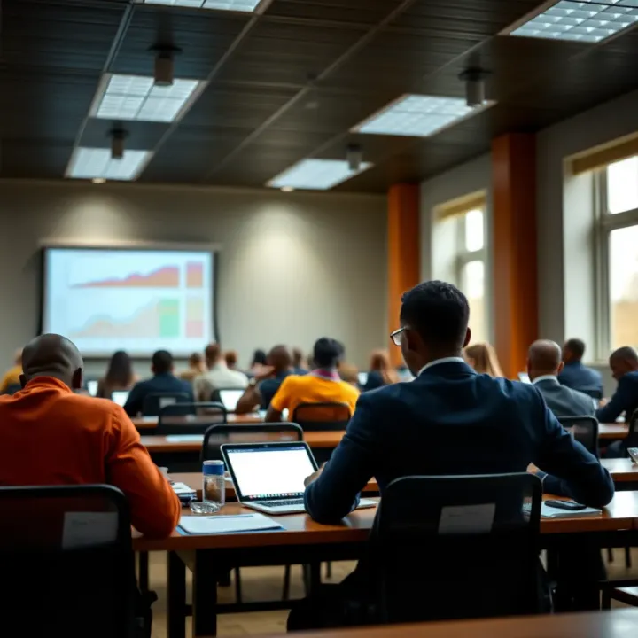 Classroom setting with students attending a risk management course in Kenya