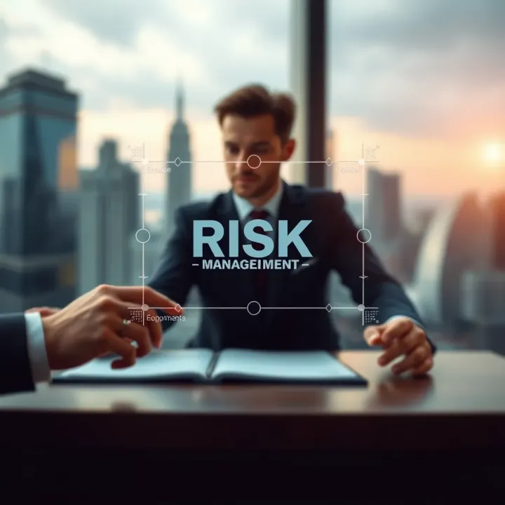 Conceptual graphic showing decision-making influenced by risk evaluation in business environments