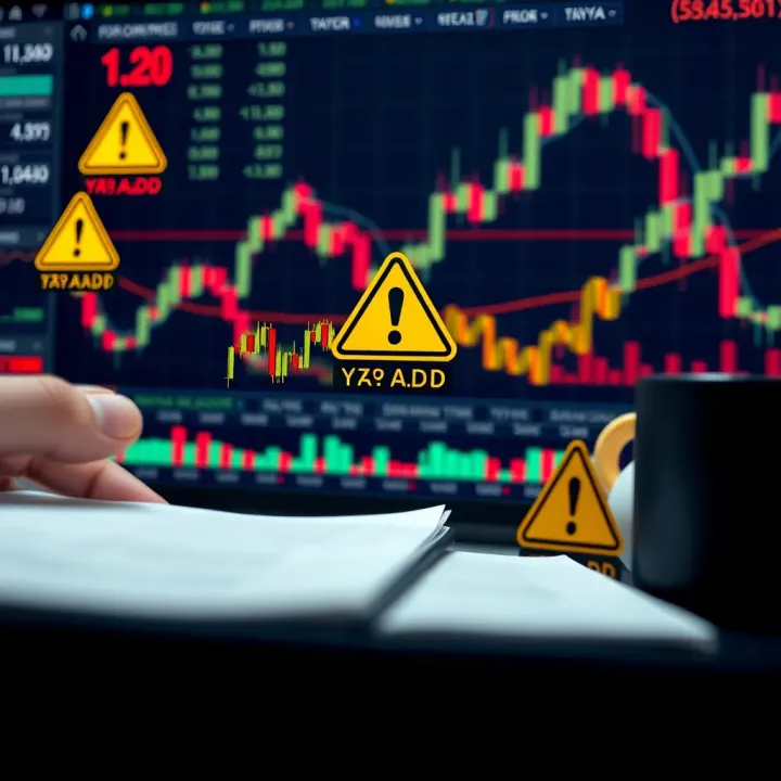 Risk Management Strategies in Binary Options Trading Conceptual illustration of risk management in financial trading with charts and caution symbols