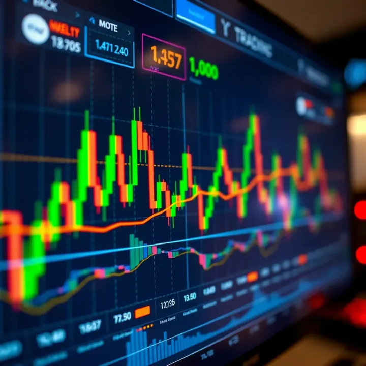 Interactive TradingView chart displaying candlestick patterns and technical indicators on a digital trading platform interface