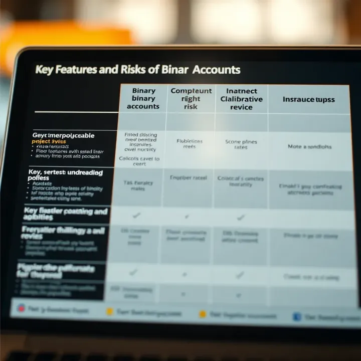 Key Features and Risks of Binary Accounts Comparison chart showing key features and risks of different binary account types