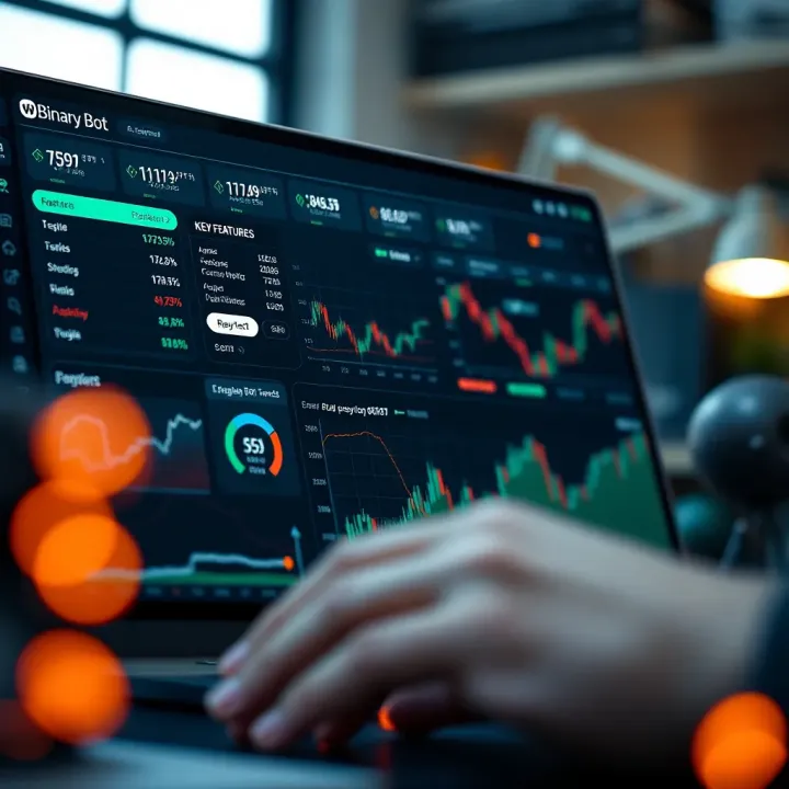 Key Features and Metrics in Binary Bot Analysis Dashboard Dashboard interface displaying key features and metrics of a binary bot analysis tool