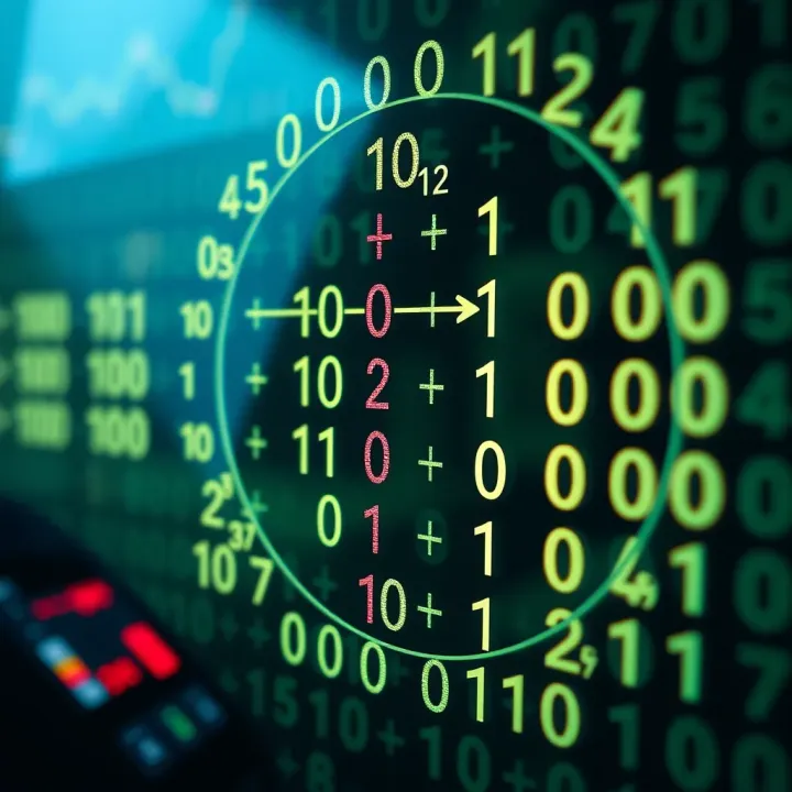 Diagram illustrating the binary number system with zeros and ones representing digital data