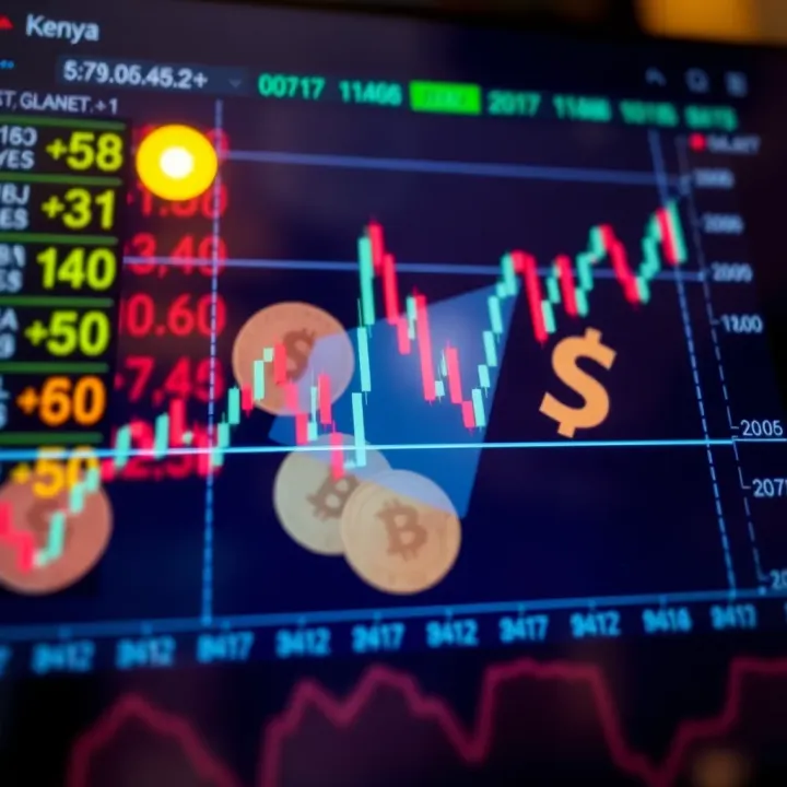 Financial Market Trends Influencing Binary Options in Kenya Graph showing financial market trends with Kenyan currency symbols