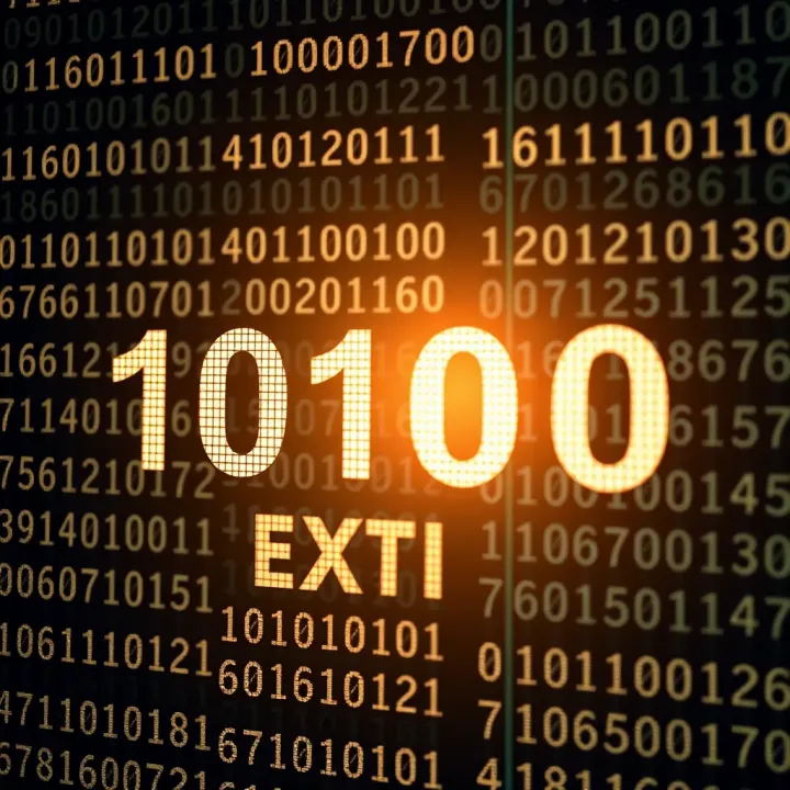 Diagram illustrating binary digits converting into text characters