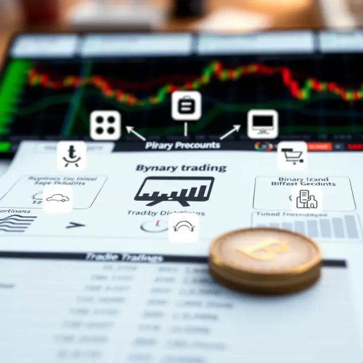 Illustration of various types of binary trading accounts with icons representing different trading platforms