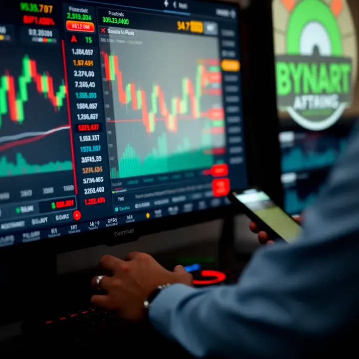 Digital interface displaying binary trading options with highlighted risk indicators and market data