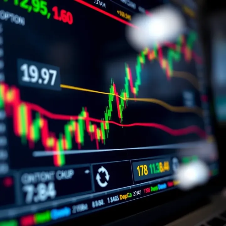 Graph showing binary trading platform interface with charts and quick option selection