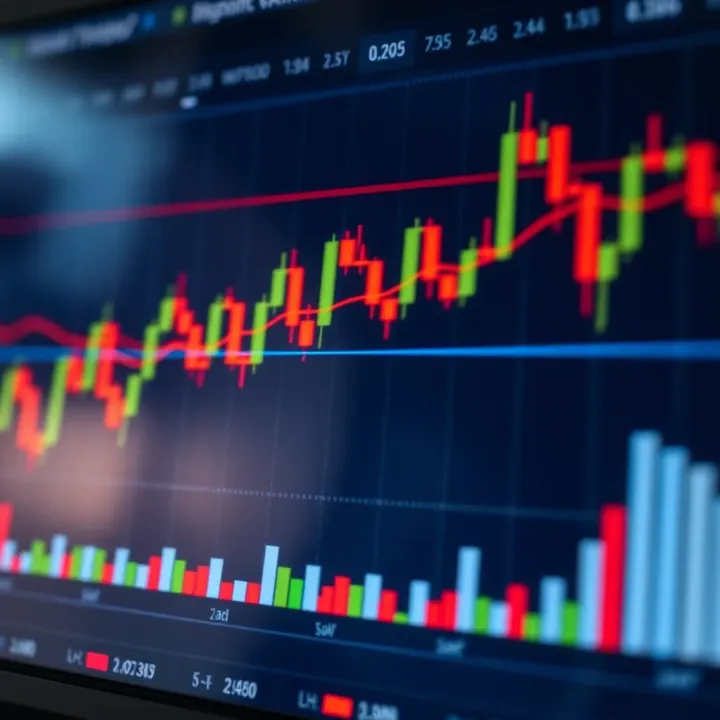 Chart showing bullish and bearish candlestick patterns with price movement indicators