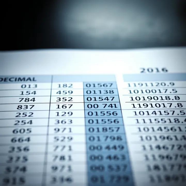 Table illustrating decimal numbers alongside their equivalent binary codes highlighting binary system's significance