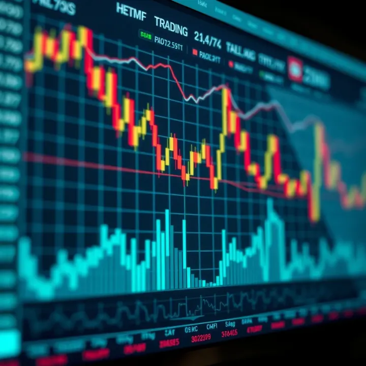 Graph showing financial market trends and trading activity