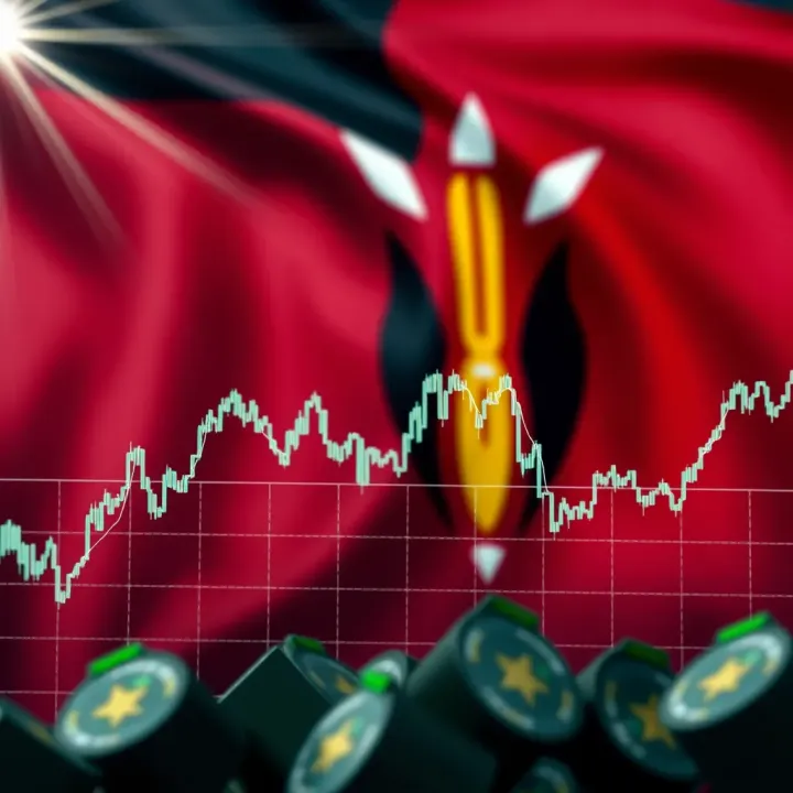 Graph showing cryptocurrency market trends with Kenyan flag in background