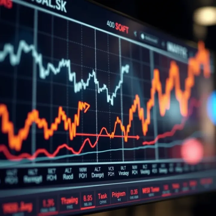 Graph showing rising and falling trends in forex binary options trading
