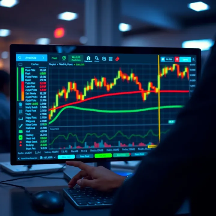 Interface of a forex binary trading platform highlighting key tools and analysis features