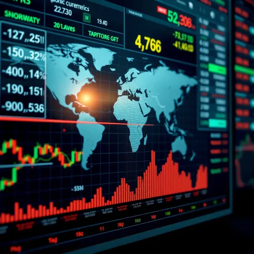 Conceptual representation of global currencies with exchange rate charts and financial indicators
