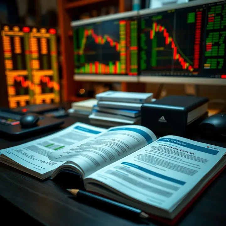 Collection of forex trading guides and manuals opened on a desk