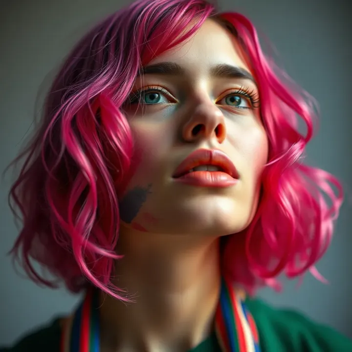 Abstract depiction of a person with vibrant colors symbolizing non-binary identity and respect