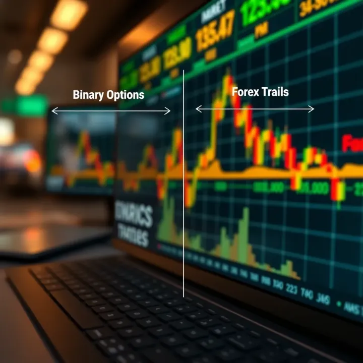 Diagram illustrating the operational differences between binary options and forex trading markets