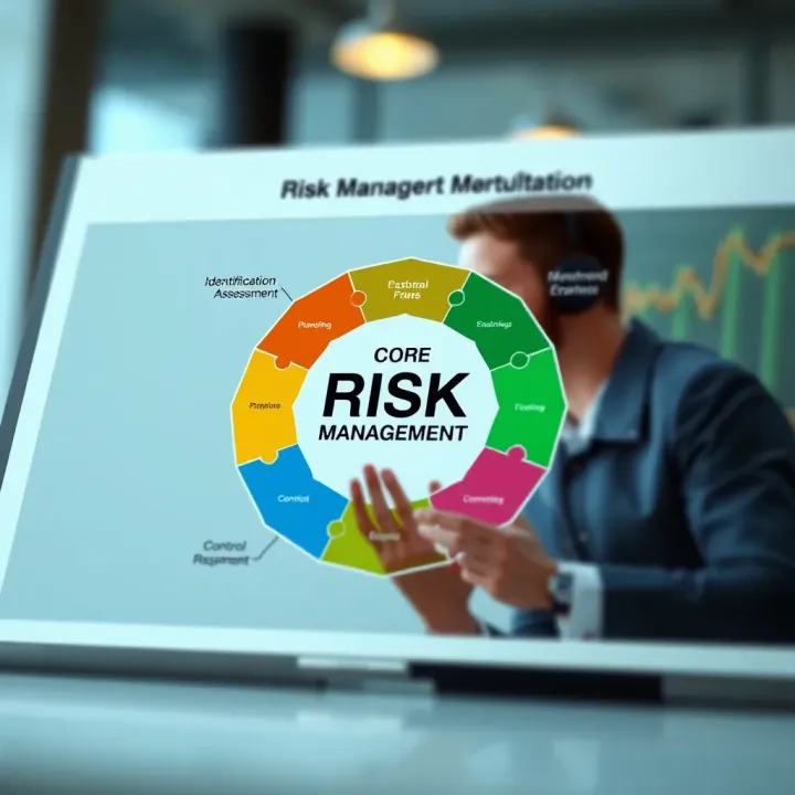 Diagram illustrating key components of risk management including identification, assessment, and control