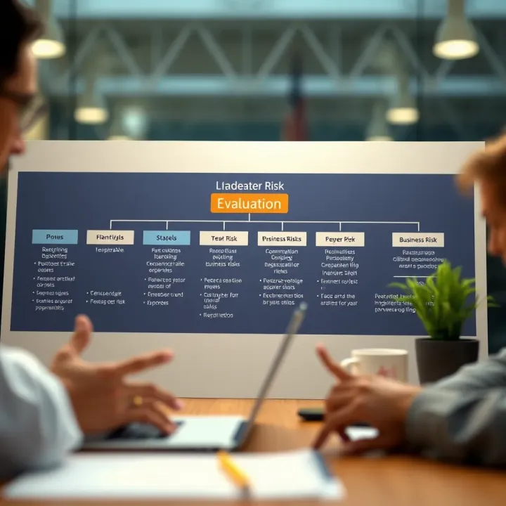 Stages of Risk Identification and Evaluation in Business Flowchart showing stages of identifying, evaluating, and addressing business risks